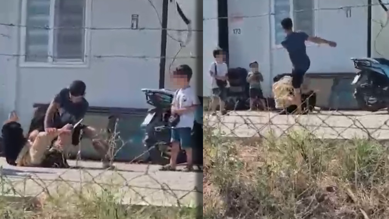Çocuklarının gözü önünde dehşet! Boşanmak isteyen eşini tekme tokat dövdü
