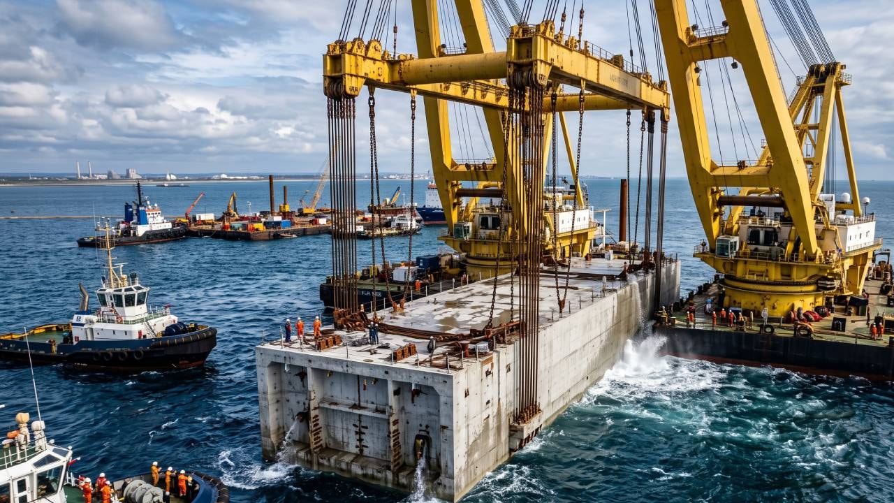 Komşu ülkeye bağlanmak için 55 bin tonluk 20 dev beton bloğu denize batırdılar