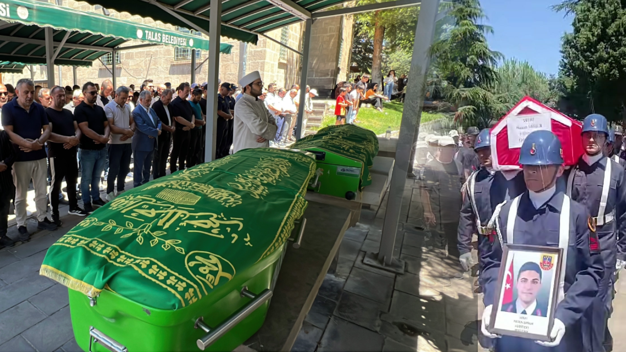 En büyük acı... Uzman Çavuş Uşak'a, eşi ve bebekleri Kayseri'de son yolculuklarına uğurlandı