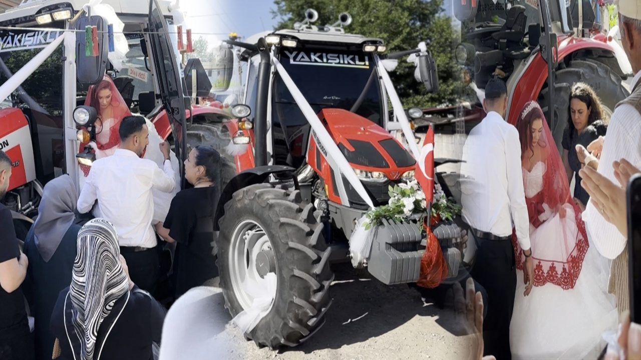 Osmaniye'de traktör, gelin arabası oldu