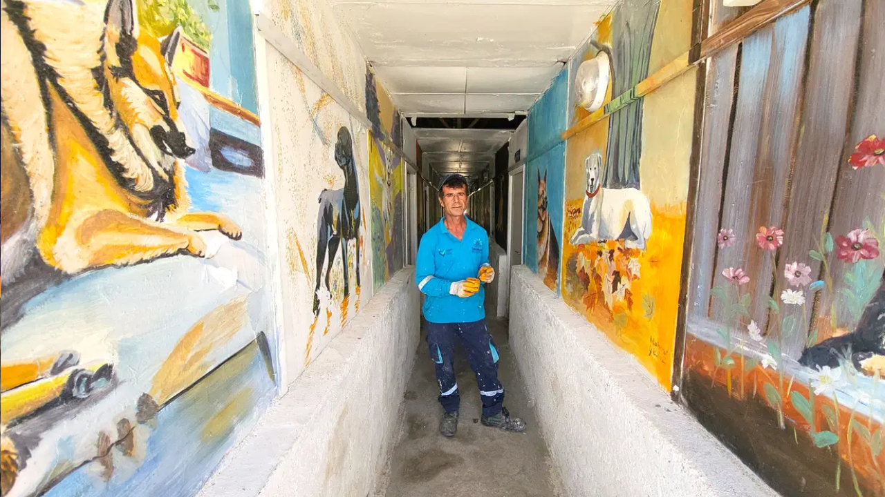 Belediye işçisi sokakları sanatla buluşturdu