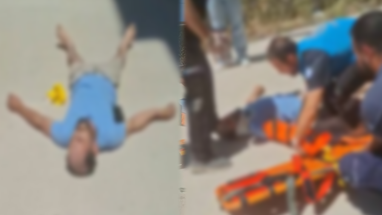 Cam silerken yere düştü!