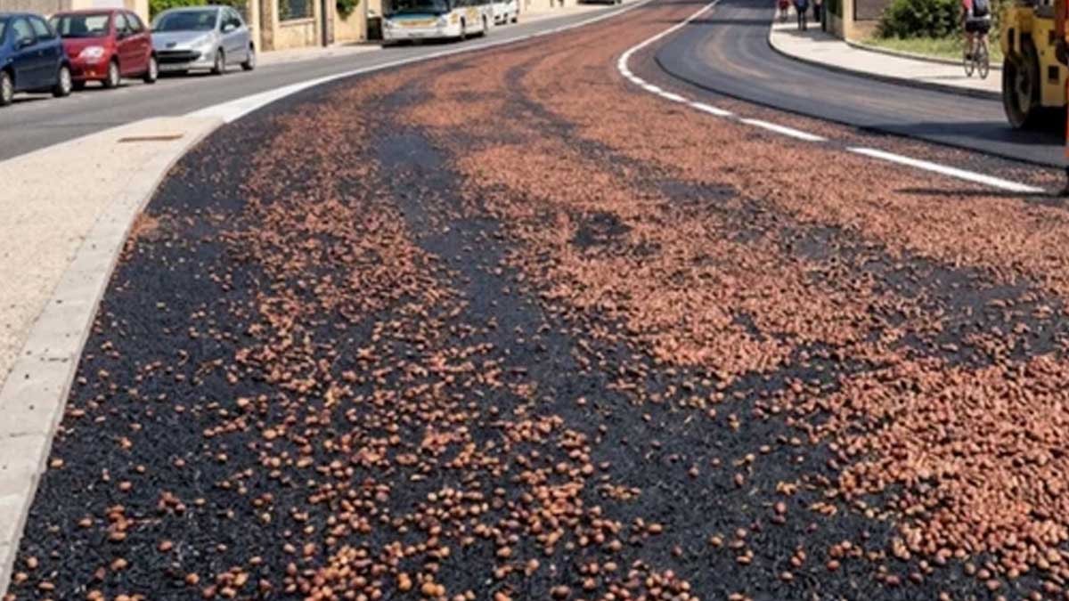Zeytin çekirdeklerini yollara dökmeye başladılar