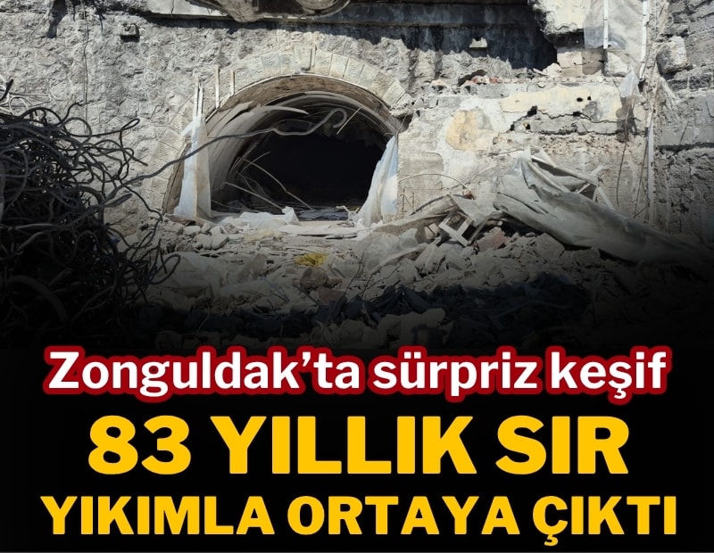 Zonguldak'ta yıkılan iş hanının altından yıllardır gizli kalan sığınak çıktı