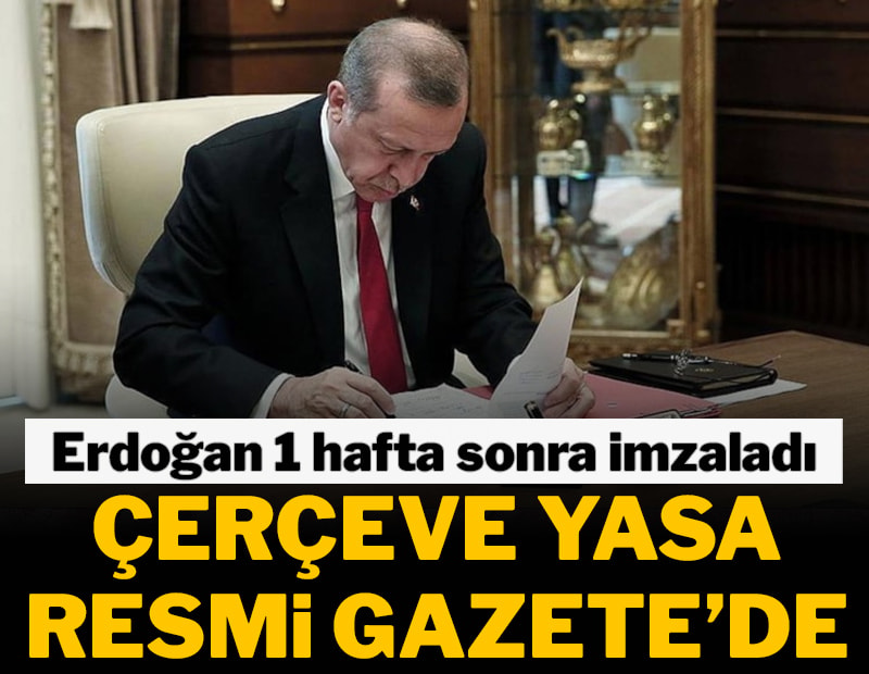Erdoğan bir hafta sonra onayladı; 'çerçeve yasa' Resmi Gazete’de yayımlandı