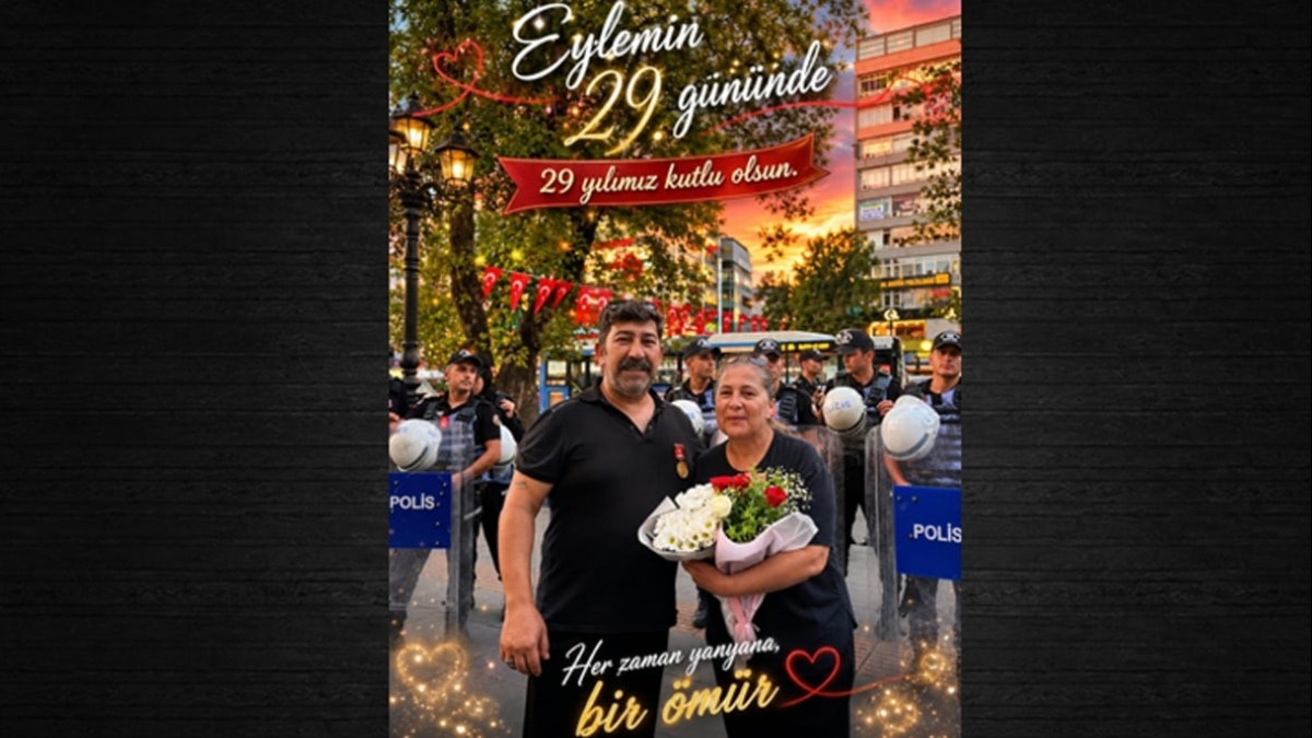 Gazi evliliğinin 29. yılını eylemde kutladı