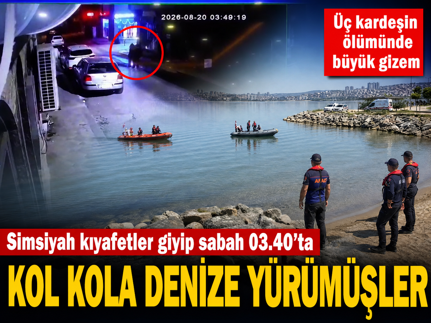 Simsiyah kıyafetler giyip, sabah 03.40'ta kol kola denize yürümüşler