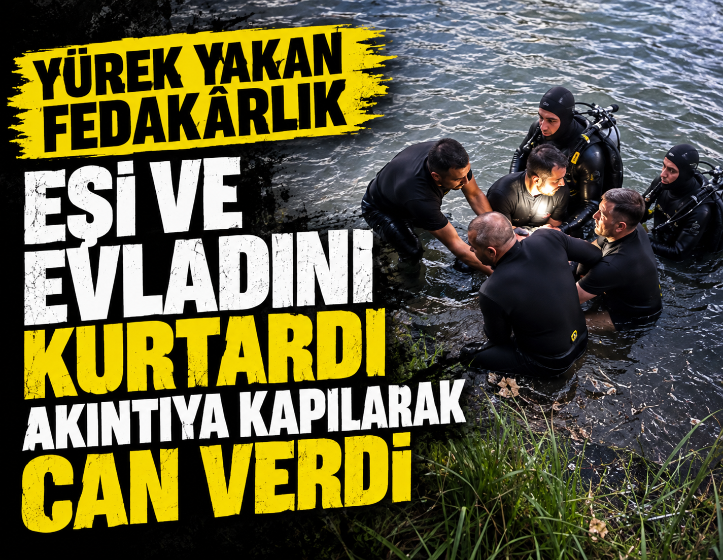 Yürek yakan fedakarlık... Eşini ve evladını kurtardı, akıntıya kapılarak can verdi