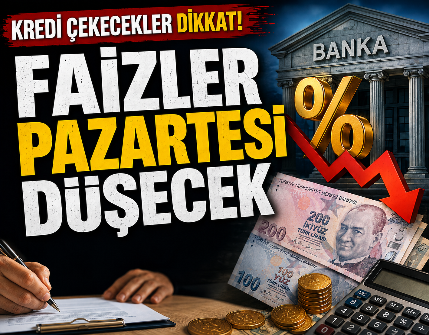 Kredi çekecekler dikkat! Faizler pazartesi düşecek