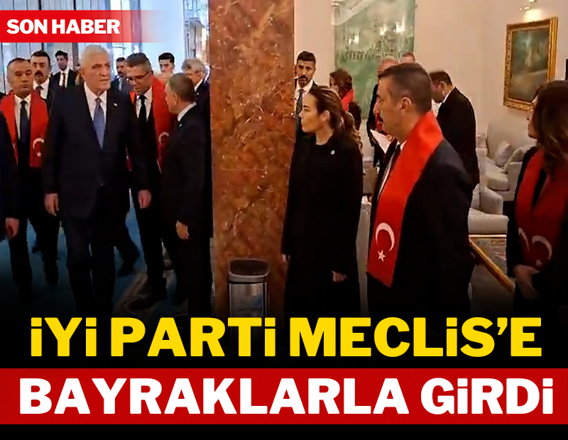 İYİ Parti Meclis'e bayraklarla girdi!