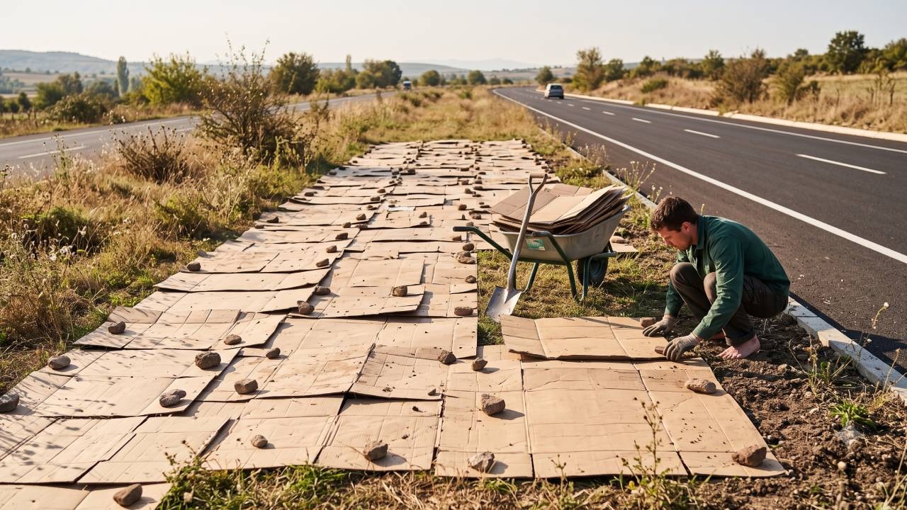Çimlerin üzerine karton döşemeye başladılar