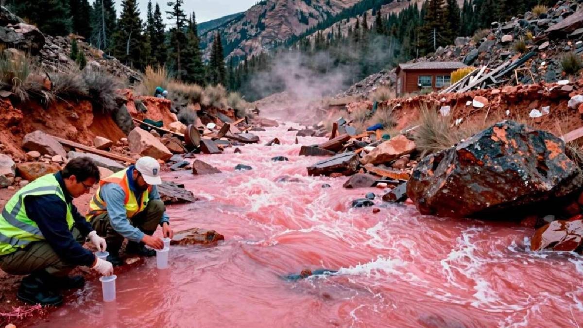 Akan dere birden pembe renge boyandı: Sebebi ortaya çıktı