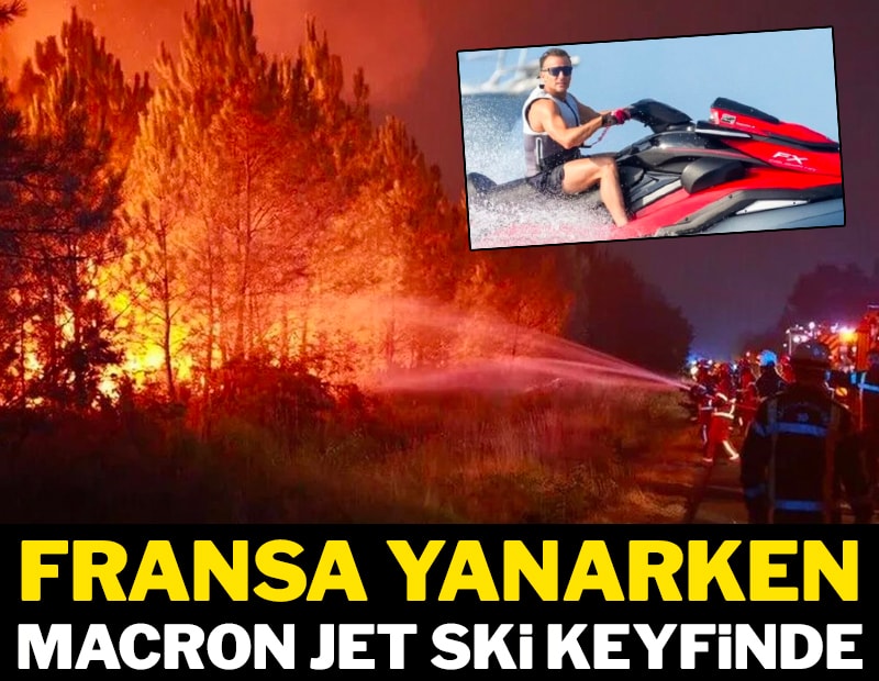 Fransa yanarken Macron jet ski keyfinde