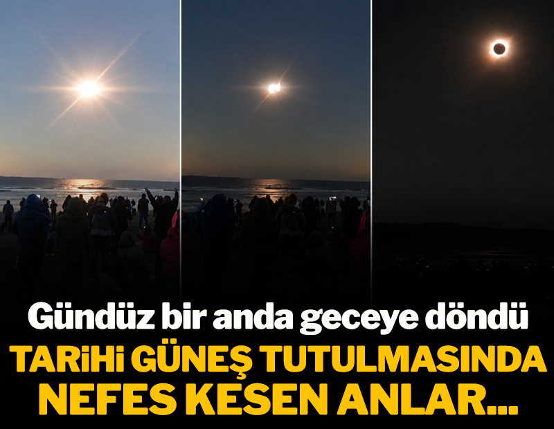 Gündüz bir anda geceye döndü! Tarihi güneş tutulmasından gelen görüntüler nefes kesti