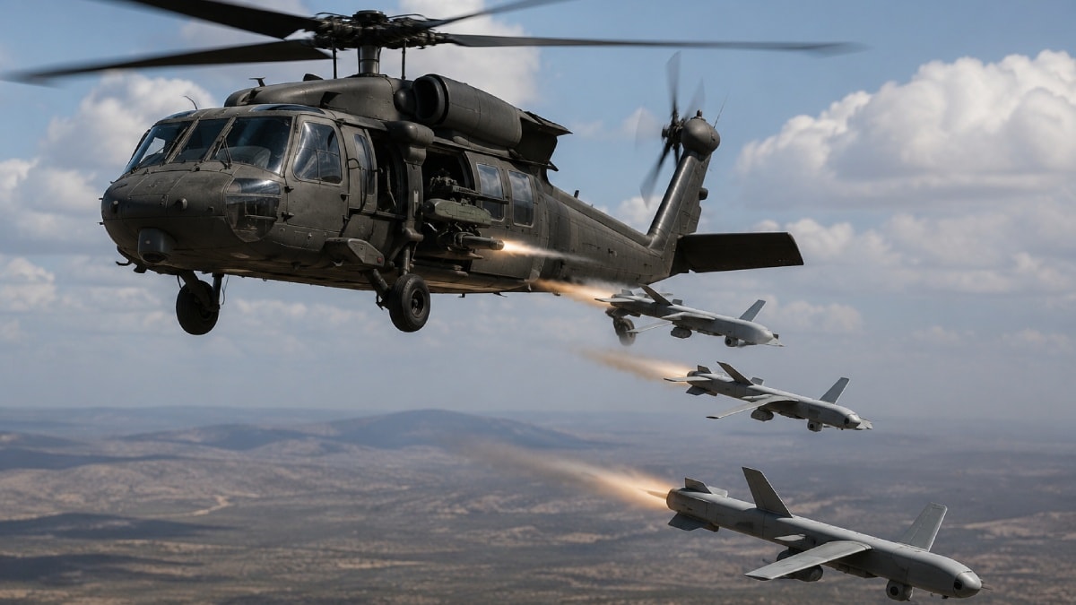 Savaş helikopterinden peş peşe İHA fırlattılar
