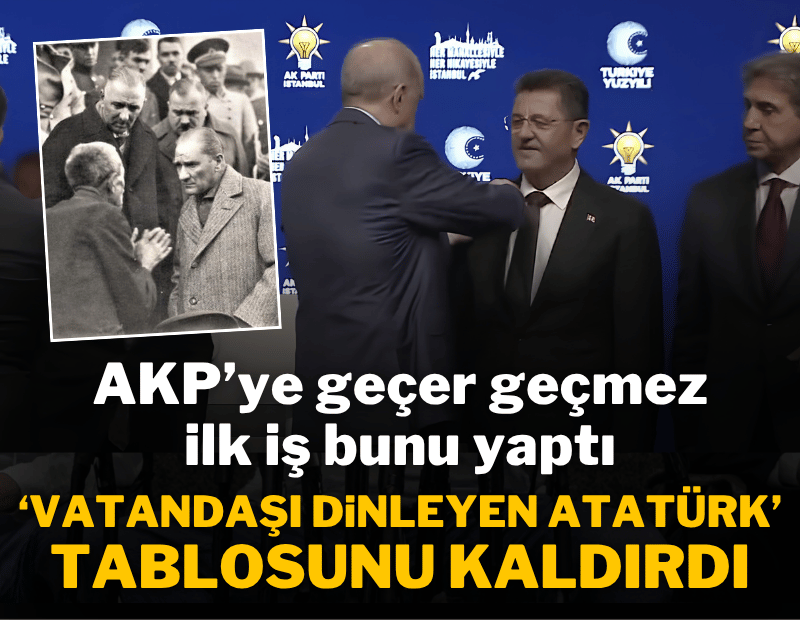 AKP'ye geçti, Orhan Çerkez makam odasında Atatürk değişikliği yaptı