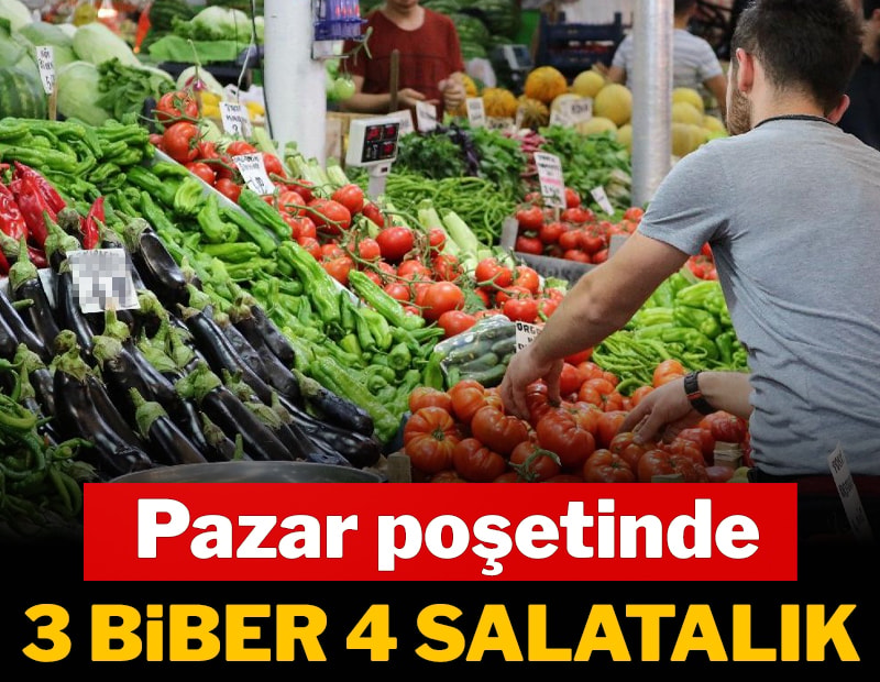 Pazar poşetinde 3 biber, 4 salatalık