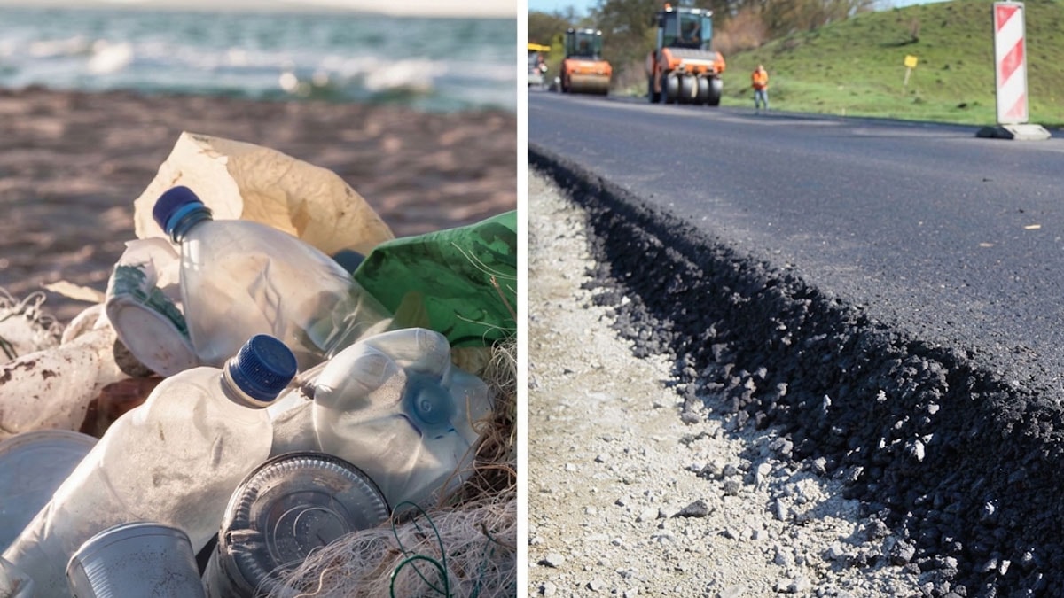 Yollara asfalt yerine plastik şişeleri sermeye başladılar