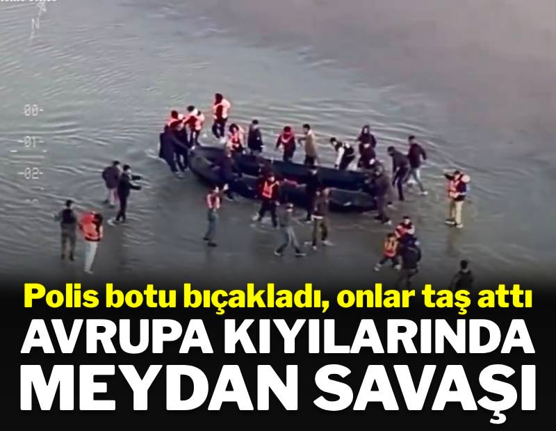 Avrupa kıyılarında meydan savaşı: Polis bota bıçakla saldırdı, göçmenler taş attı