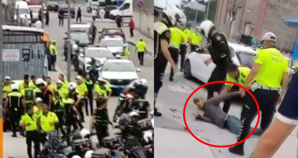 İstanbul'da hareketli anlar! Polise bıçakla saldırdı, böyle etkisiz hale getirildi