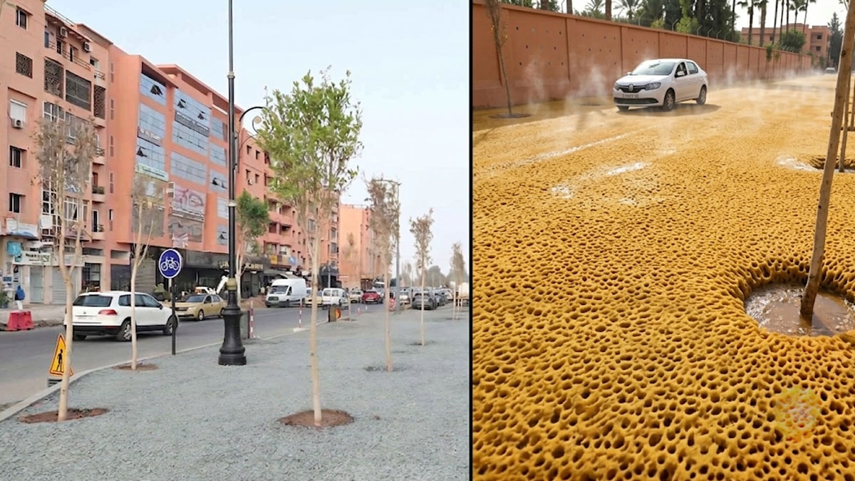 Yollara siyah asfalt yerine sünger döşemeye başladılar 