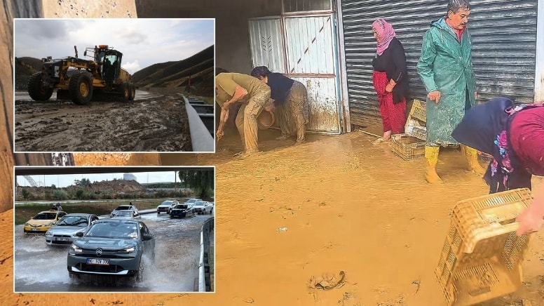 Sağanak hayatı felç etti: Dereler taştı, yollar ulaşıma kapandı