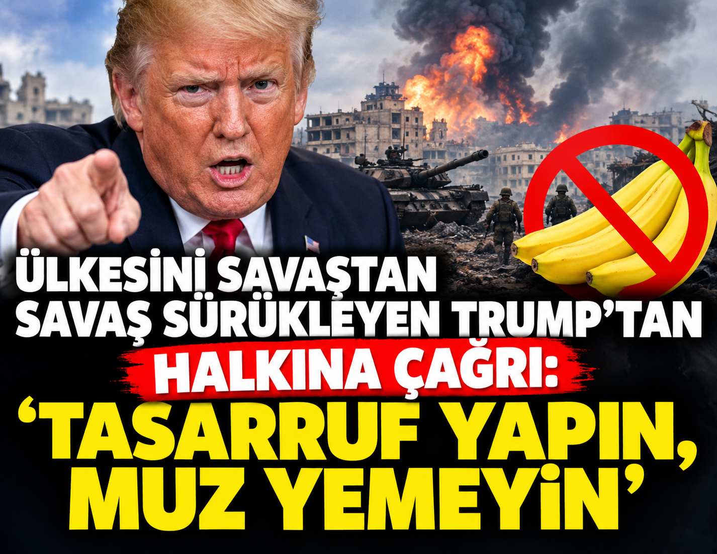 Ülkesini savaştan savaş sürükleyen Trump'tan halkına çağrı: 'Tasarruf yapın, muz yemeyin'