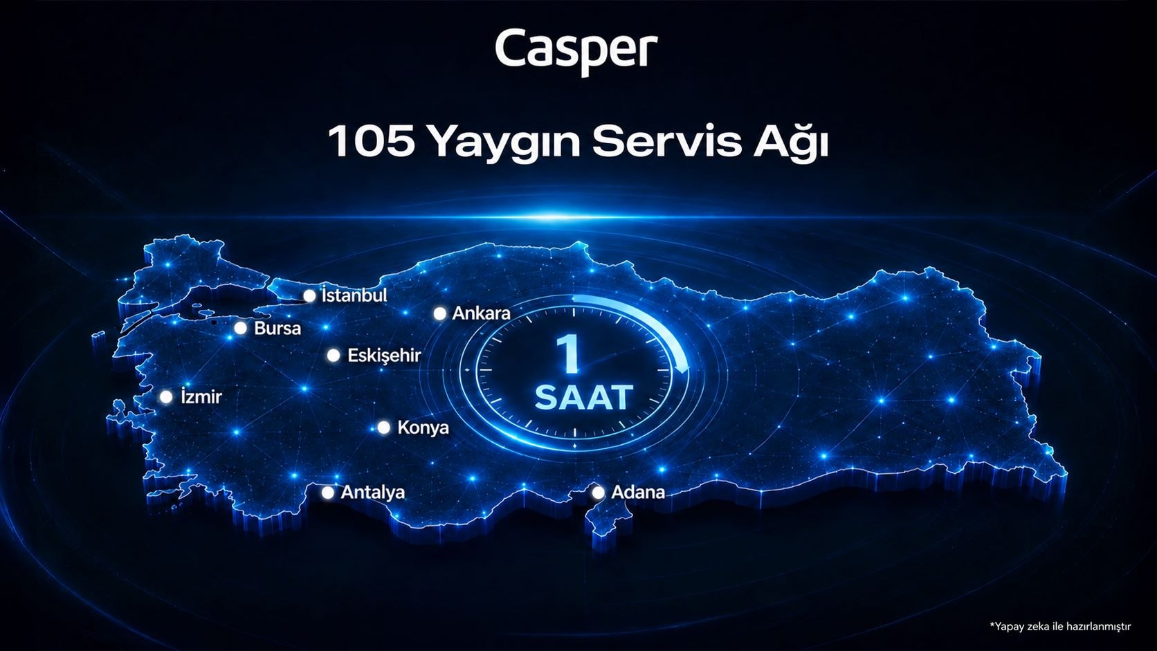 Casper 105 servis noktasıyla Türkiye genelinde hizmet veriyor