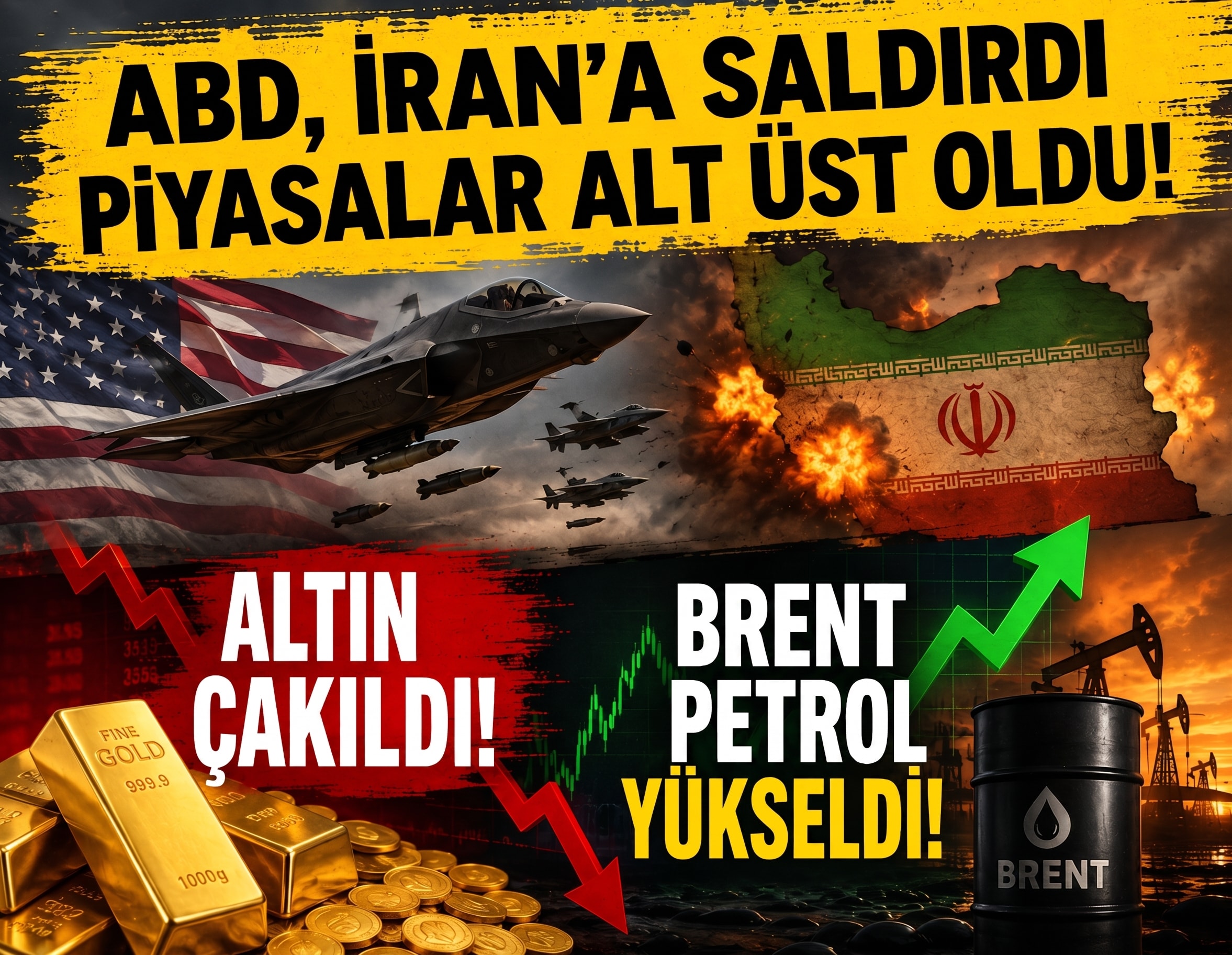 ABD, İran’a saldırdı, piyasalar alt üst oldu: Altın çakıldı, Brent Petrol yükseldi