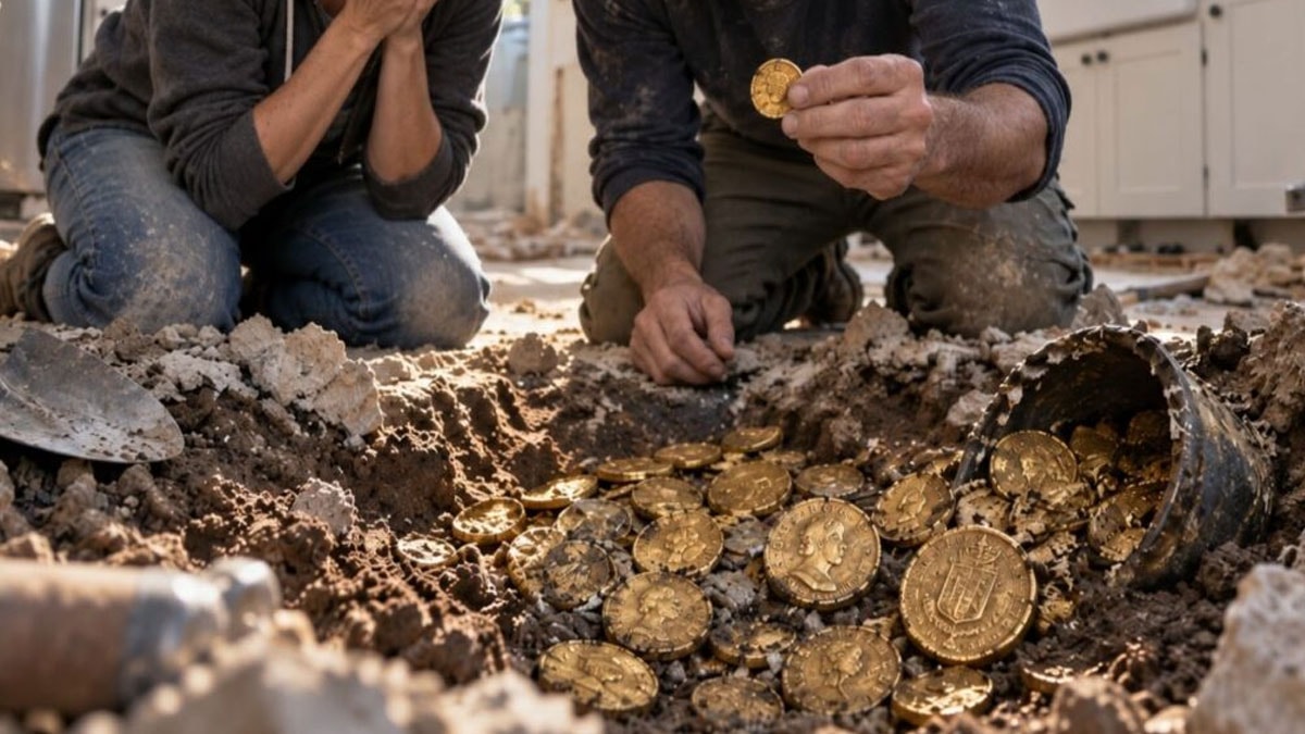 Mutfağını yenilerken 200 yıllık define çıktı: 82 tane altın