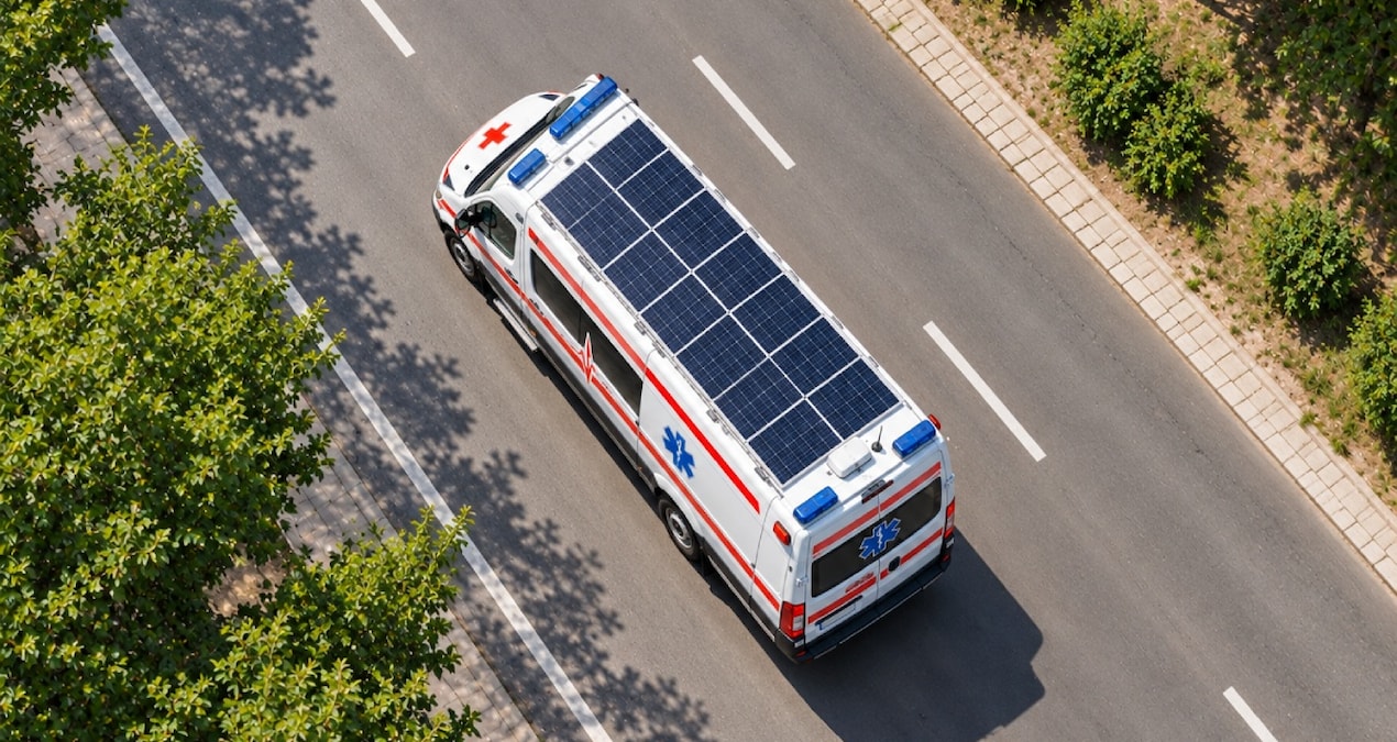 Ambulansların üzerini güneş panelleriyle kaplamaya başladılar