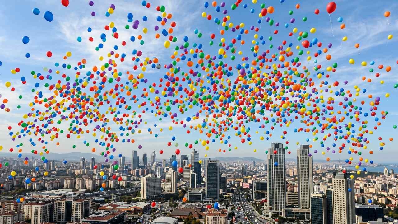 Aynı anda gökyüzüne 2 milyon balon bıraktı felaketi yaşadı