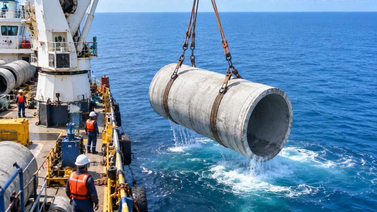 1.500 tonluk beton borular denizin dibine bırakılacak