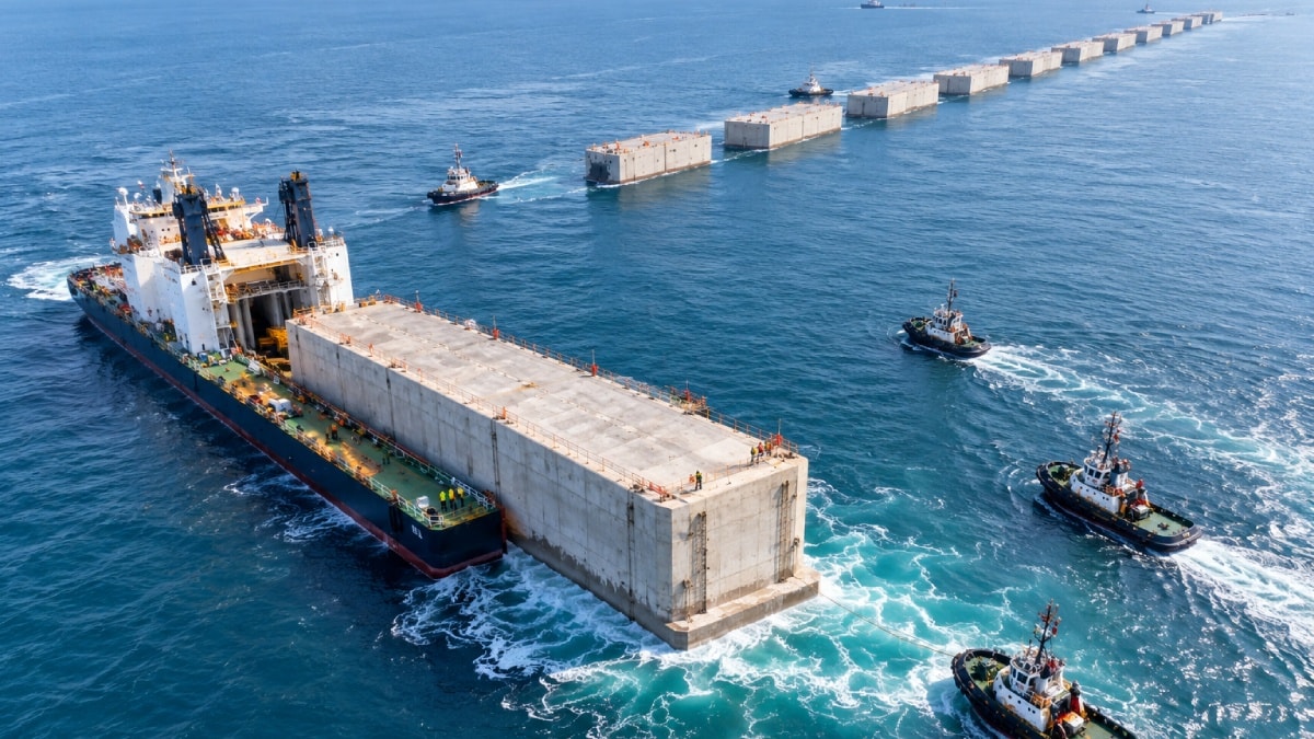 22 bin tonluk beton bloklar tek tek denize indirildi