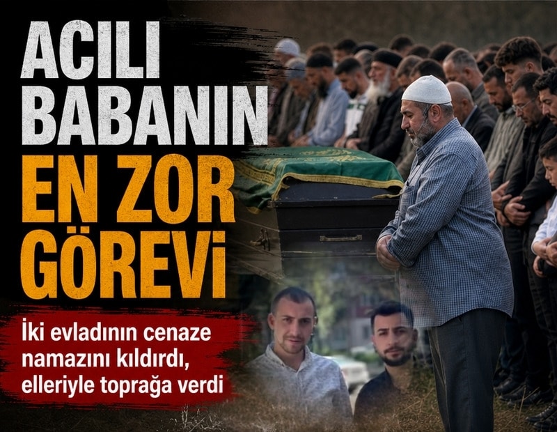 Acılı babanın en zor görevi: Katledilen iki evladının cenaze namazını kıldırdı