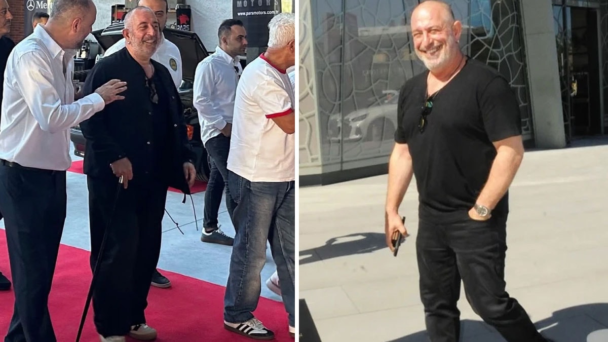 Cem Yılmaz bastonu attı, muhabirlere poz verdi