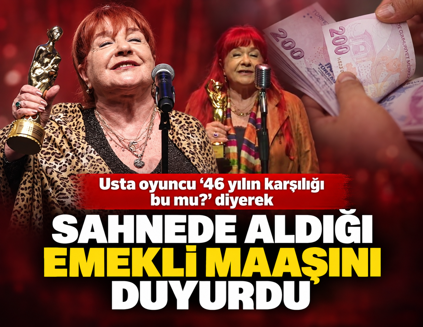 Usta oyuncu "46 yılın karşılığı bu mu" dedi, emekli maaşını sahnede açıkladı