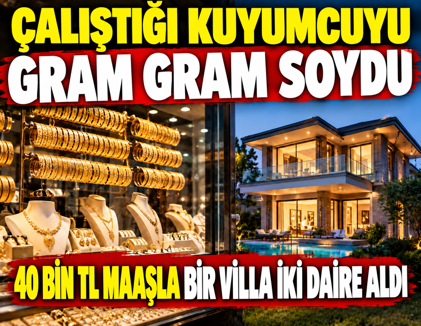Çalıştığı kuyumcuyu gram gram soydu! 40 bin lira maaşla bir villa iki daire aldı