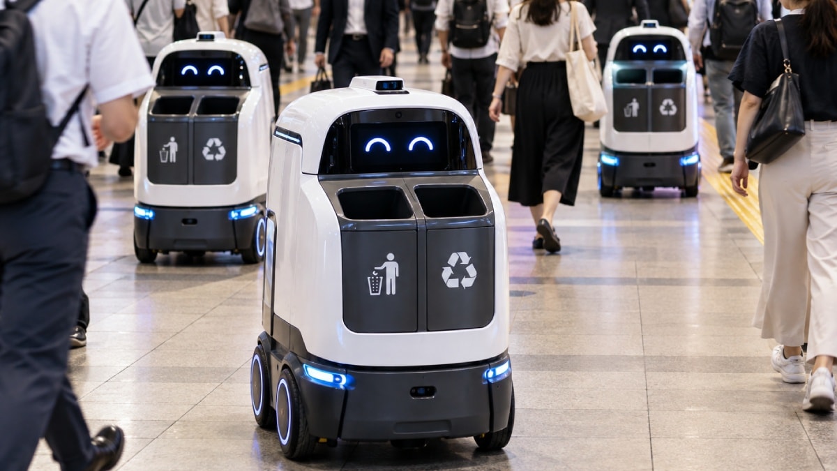 Robot çöp kutuları göreve başladı: Kalabalığın arasında dolaşıp çöpleri toplayacaklar
