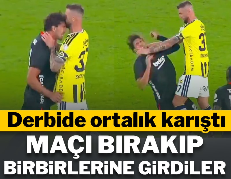 Derbide ortalık karıştı! Maçı bırakıp birbirlerine girdiler