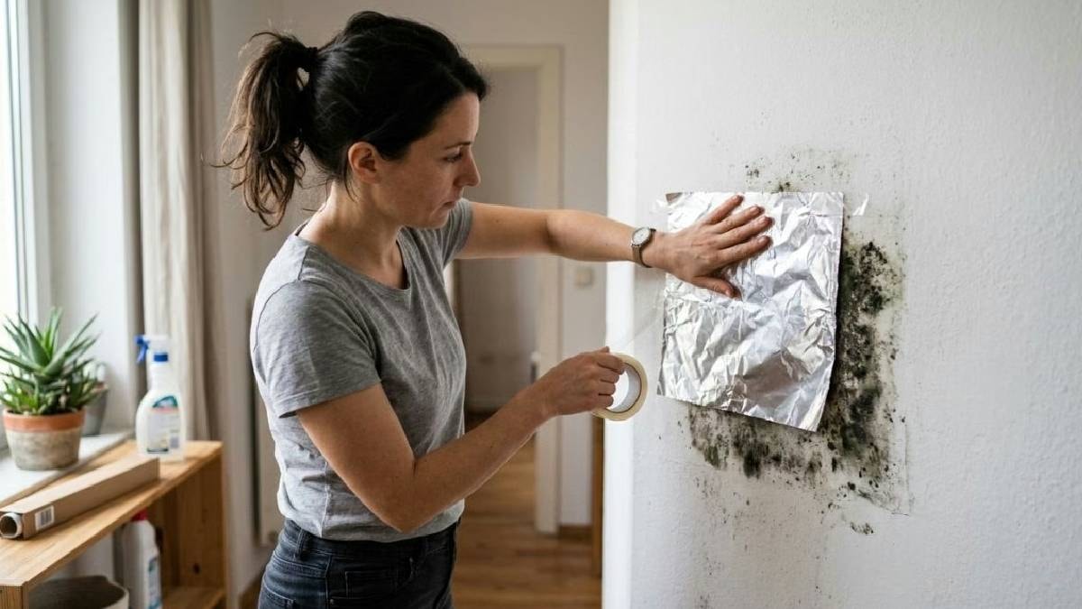 Duvara alüminyum folyo yapıştırıp 48 saat bekleyin
