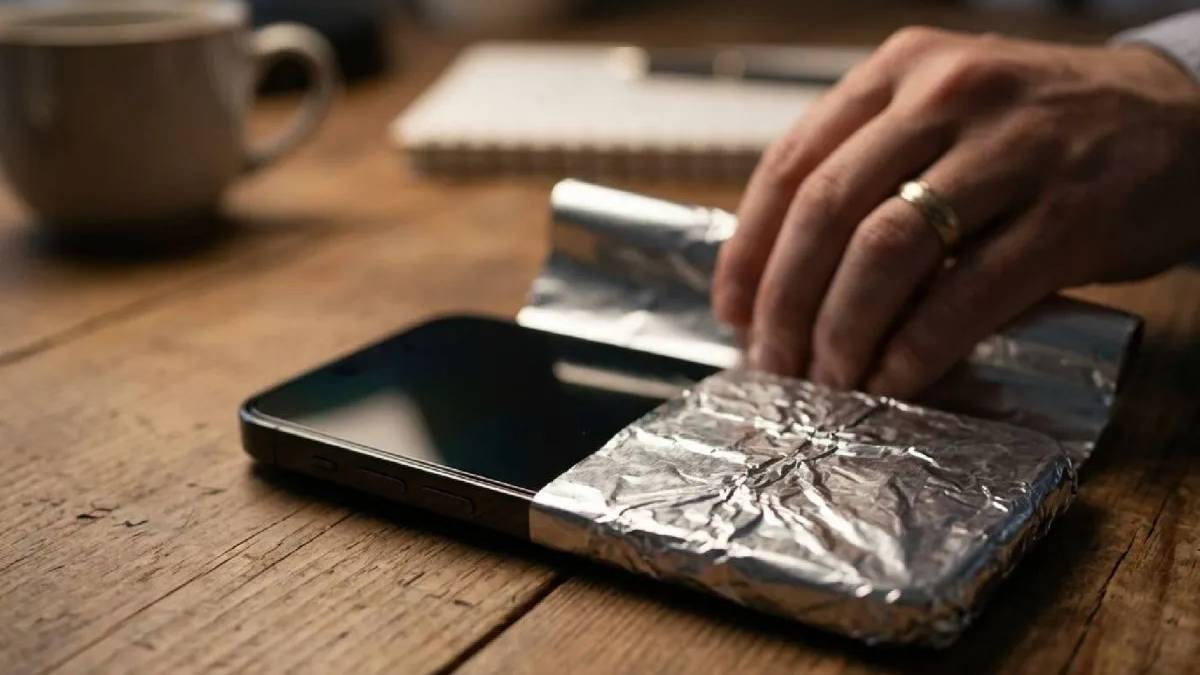 Duyan cep telefonunu folyoya sarmaya başladı