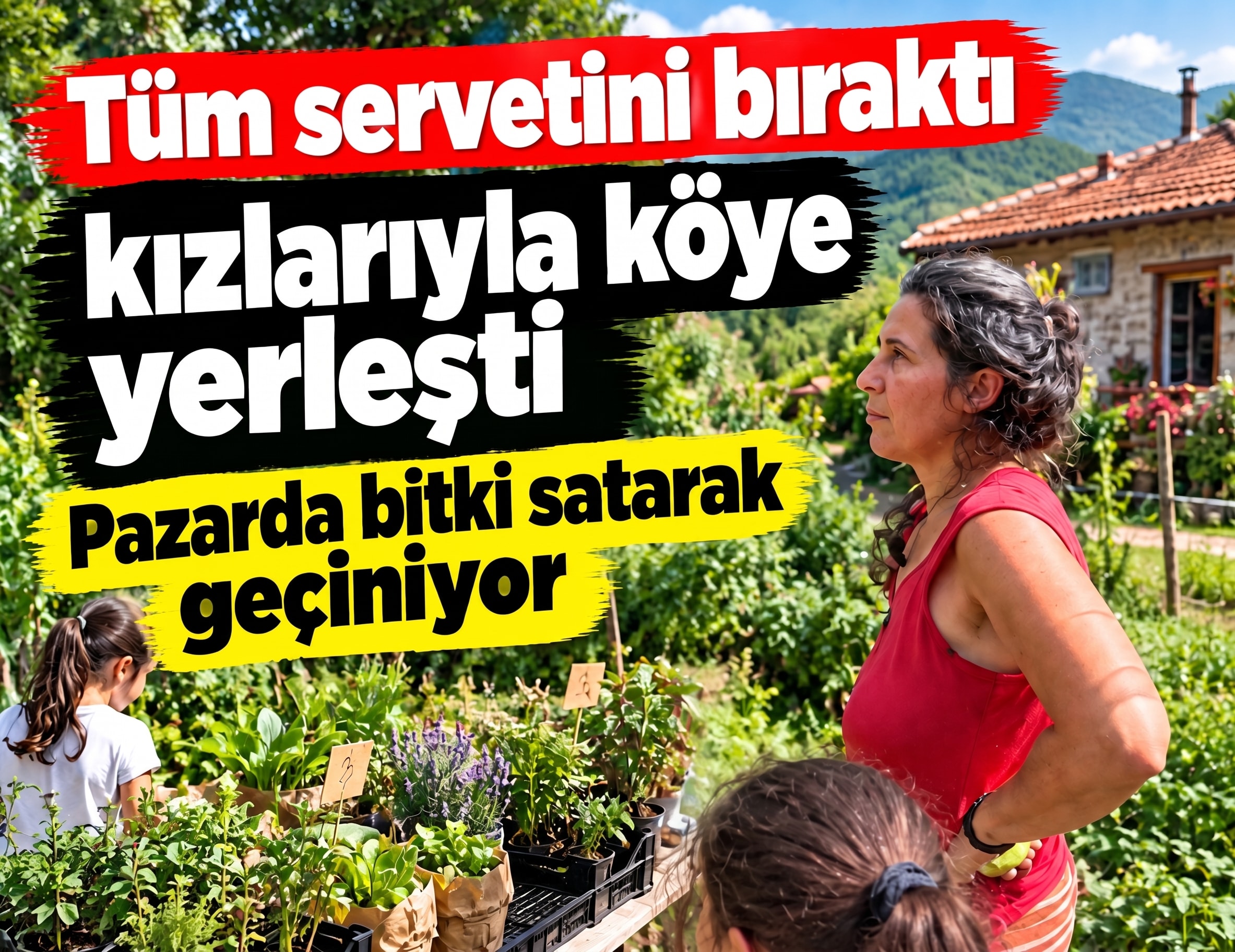 Tüm servetini bırakıp kızlarıyla köye yerleşti: Pazarda bitki satarak geçiniyor