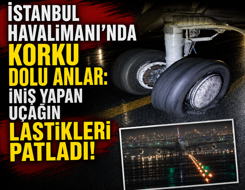 İstanbul Havalimanı'nda korku dolu anlar: İniş yapan uçağın lastıkleri patladı