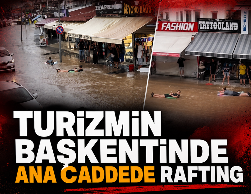 Turizmin başkentinde ana caddede rafting