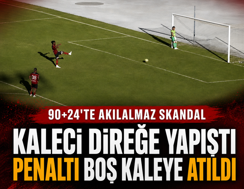 90+24'te akılalmaz skandal: Kaleci direğe yapıştı, penaltı boş kaleye atıldı