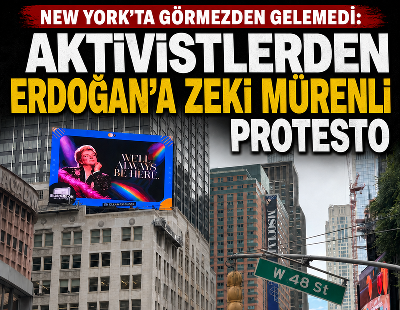 New York'ta karşısına çıktı: Aktivistlerden Erdoğan'a 'Zeki Müren'li' protesto