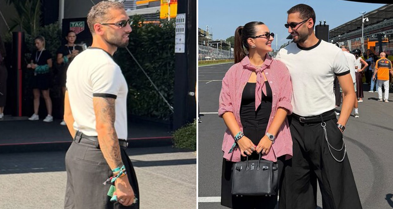 Hakan Çalhanoğlu’nun Formula 1 tarzı dikkat çekti: Eşiyle Monza’da boy gösterdi