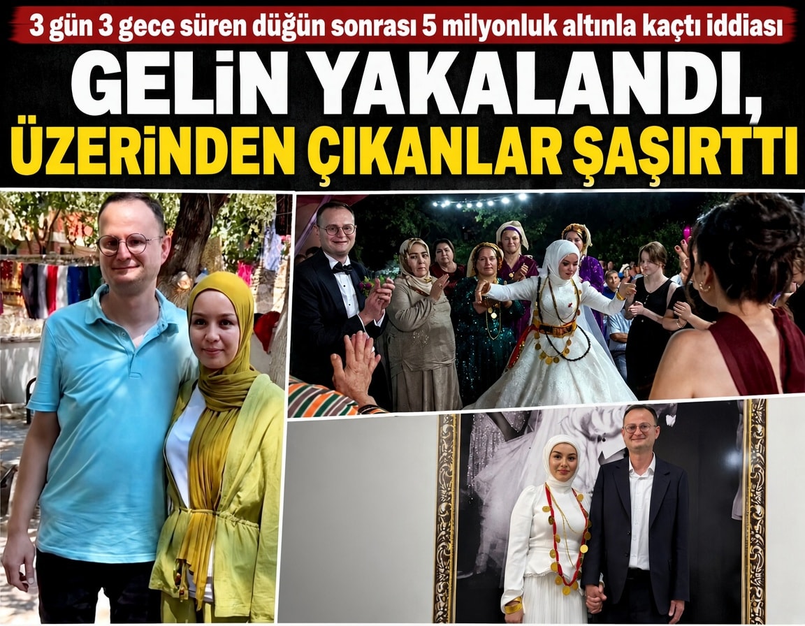 3 gün 3 gece süren düğün sonrası 5 milyonluk altınla kaçtı iddiası: Gelin yakalandı, üzerinden çıkanlar şaşırttı