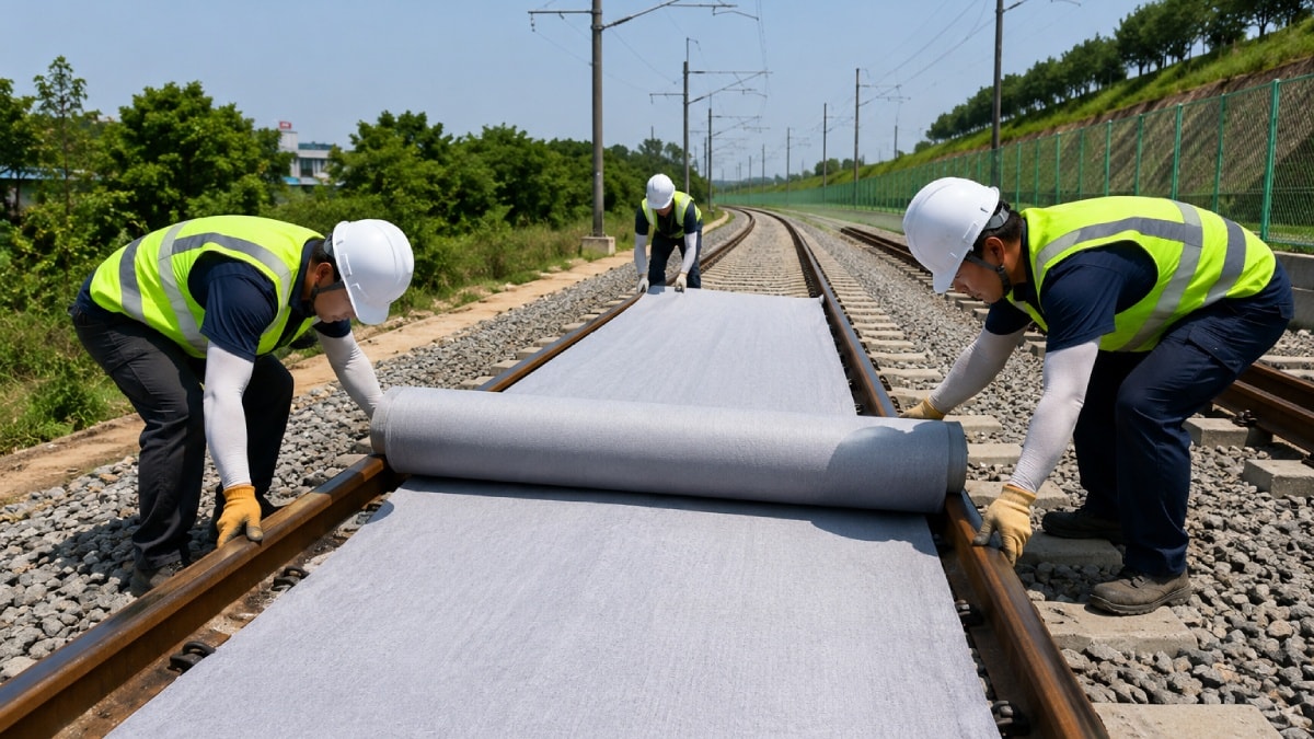 Tren raylarının üzerine kumaş sermeye başladılar